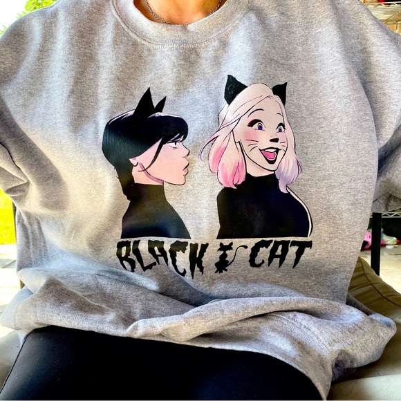 Wednesday Adams black cat sweater - Picture 1 of 2